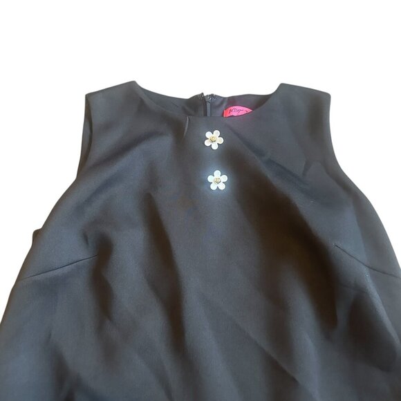 Betsey Johnson Black Shift Dress Daisy Buttons Mod Shift Fit Stretch Size 4 - Picture 3 of 14